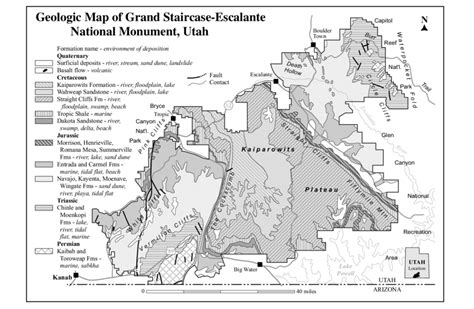 Generalized geologic map of the Grand Staircase-Escalante National... | Download Scientific Diagram