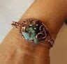 WOMEN'S NATURAL AQUAMARINE CRYSTALS COPPER WIRE WRAPPED VINTAGE CUFF BRACELET | eBay