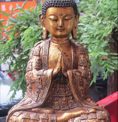 17"Tibet Bronze gild gilt Sakyamuni of Thousand Buddha tathagata sit ...
