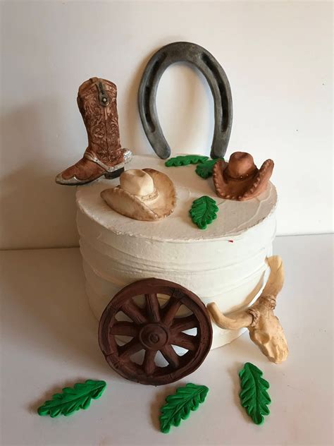 Fondant Western Theme Cake Cowboy Decoration Horseshoe Wagon - Etsy UK