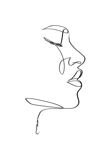 Abstract Female Face Print Printable One Line Drawing | Etsy ...