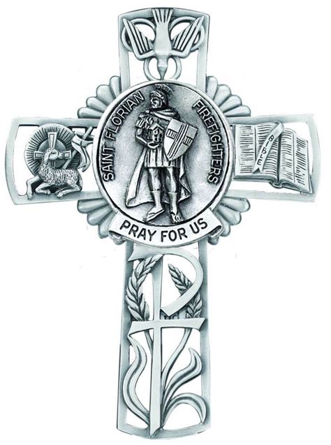 Saint Florian Pewter Wall Cross