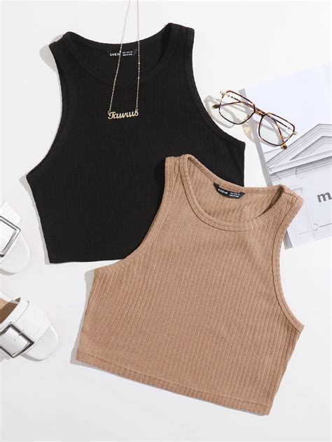 SHEIN EZwear 2 Pack Rib-knit Tank Top | SHEIN EUR