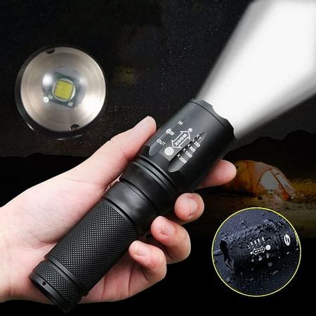 4000Lm T6 LED Flashlight Adjustable Focus Torch Lamp Water Resistant ...