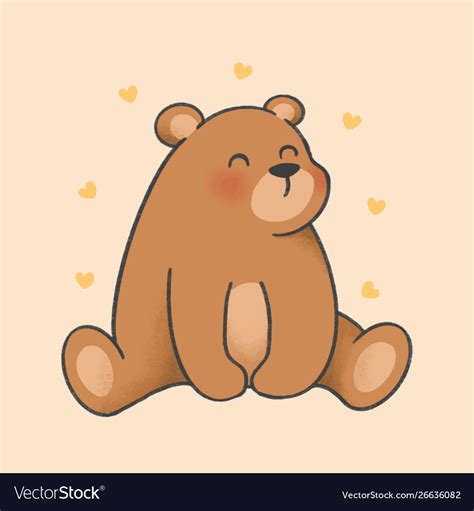 Bear cartoon hand drawn style Royalty Free Vector Image