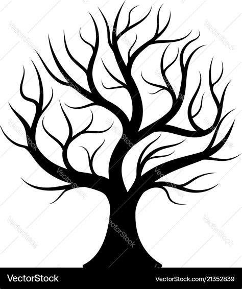 Black silhouette bare tree Royalty Free Vector Image