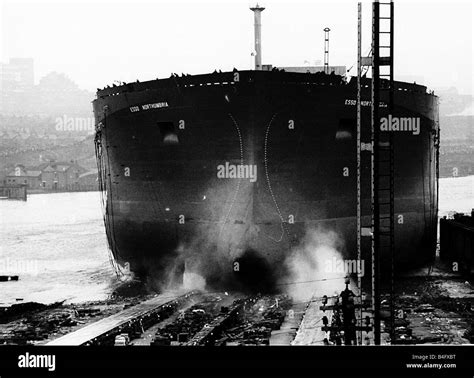 The biggest ship ever built in Britain a 253 000 ton tanker was launched by Princess Anne on May ...