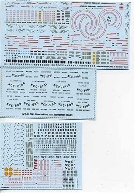 Starfighter Decals 1/3788 United Federation Star Fleet Class 1 Starship Collection, previewed by ...