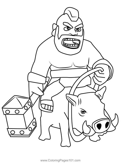 Hog Rider Clash Royale Coloring Pages - Furui Wallpaper