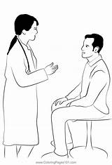 Eye Check Up Coloring Page For Kids  Free Doctors Printable sketch template