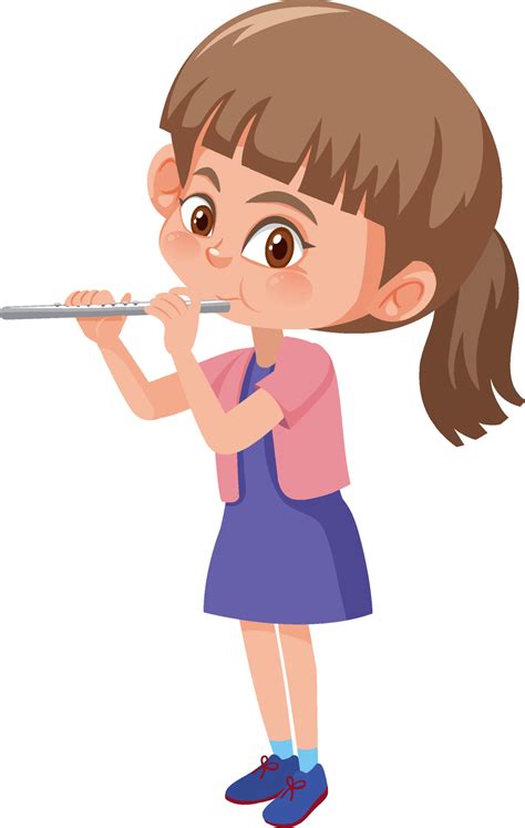 Cute girl playing flute 6159397 Vector Art at Vecteezy