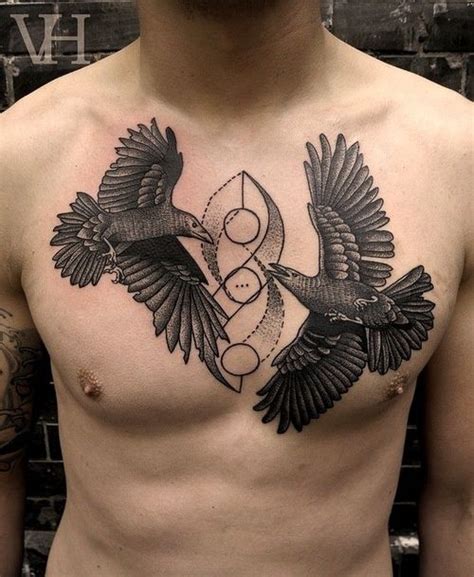 Mens Chest Tattoo With 2 Angry Looking Birds | Cool chest tattoos, Infinity tattoo for men