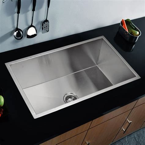 33" X 19" Single Bowl Kitchen Sink, Undermount, Single, Stainless Steel, Rectangular, 0 ...