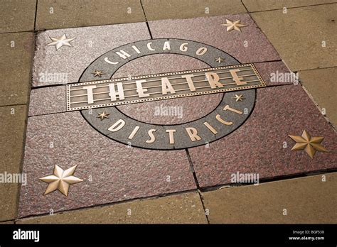 Chicago Theatre District sign on sidewalk, Chicago, Illinois, USA Stock ...