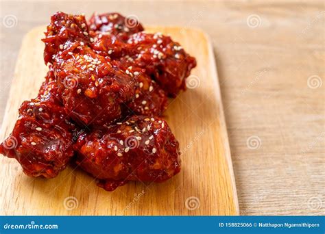 Fried Chicken with Spicy Sauce Stock Photo - Image of snack, healthy ...