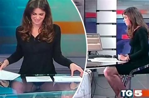 News presenter accidentally flashes knickers at viewers through desk ...