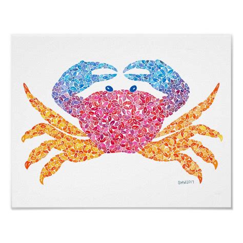 Crab Print | Zazzle.com | Crab print, Crab, Custom posters