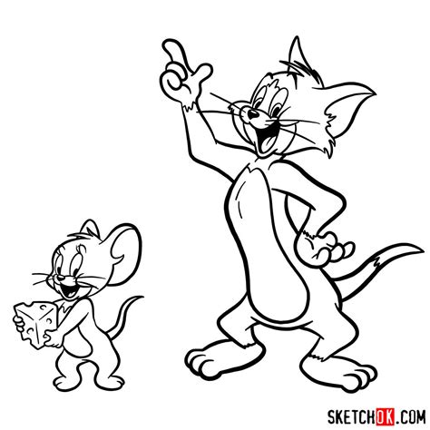 How to draw Tom and Jerry together - Sketchok easy drawing guides