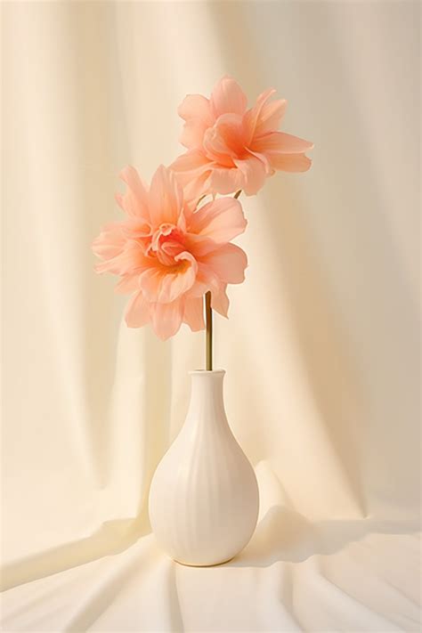 A Pink Flower In A White Vase Background Wallpaper Image For Free ...