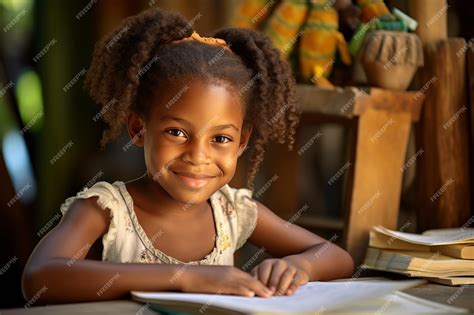Premium Photo | African Girl Embracing Education Smiling and Thriving ...