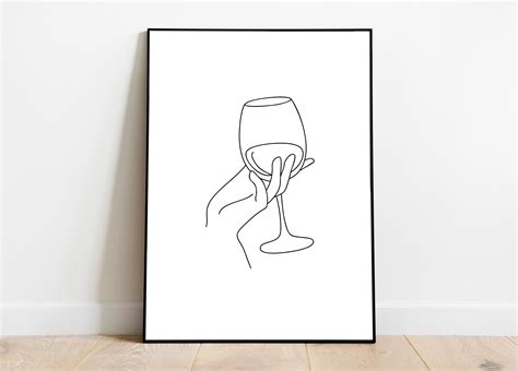 Wine Print Fine Line Wine Woman Line Art Minimalist Wine | Etsy in 2020 ...