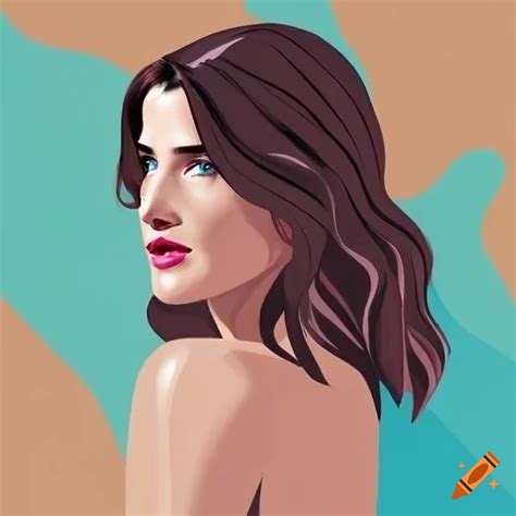 Cobie smulders in a modern simple illustration style using the pantone spring 2023 fashion color ...