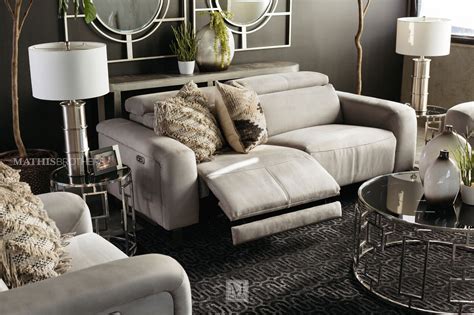 Microfiber 84" Reclining Sofa in Gray | Mathis Brothers Furniture