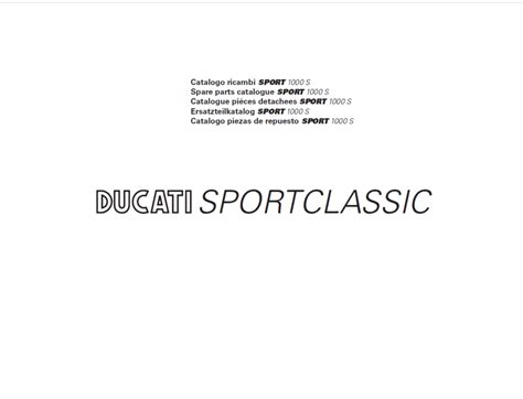 Ducati Sportclassic Sport 1000s Parts Manual Catalogue 2007 2008 2009 ...