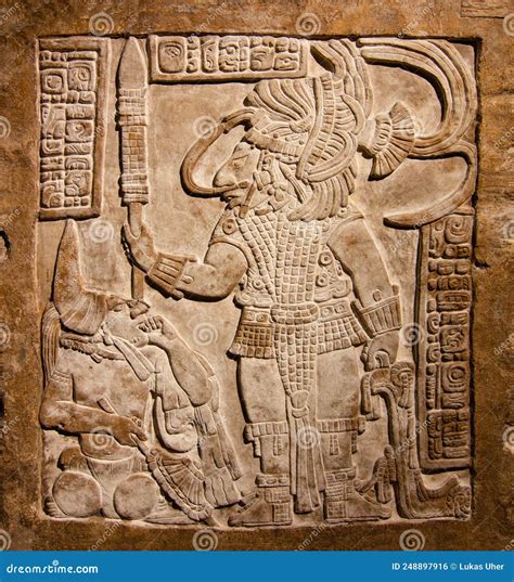 Mayan Art - Detail from a Mayan Limestone Relief Stock Photo - Image of ...