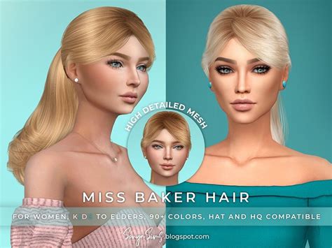 Sonya Sims: Miss Baker and Rapunzel Hair Miss Baker, Rogue Hair, The Sims 4 Cabelos, Witch Hair ...