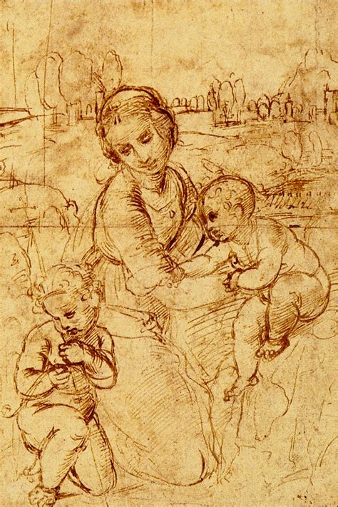 Madonna Esterhazy disegno preparatorio con paesaggio rurale Master Drawing, Life Drawing ...