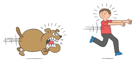 Cartoon Angry Dog Chases Man and Man Runs Away Vector Illustration 2823147 Vector Art at Vecteezy