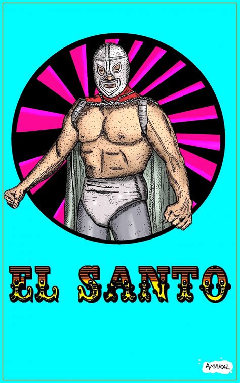 EL SANTO Mexican Wrestler Amaral Cartoons Poster