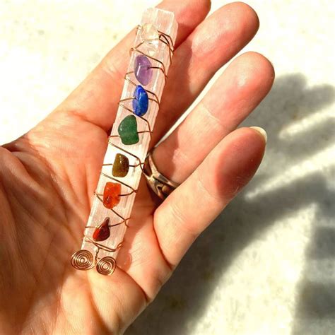 Shop Selenite Wand with Chakra Gemstones and Copper Wire online