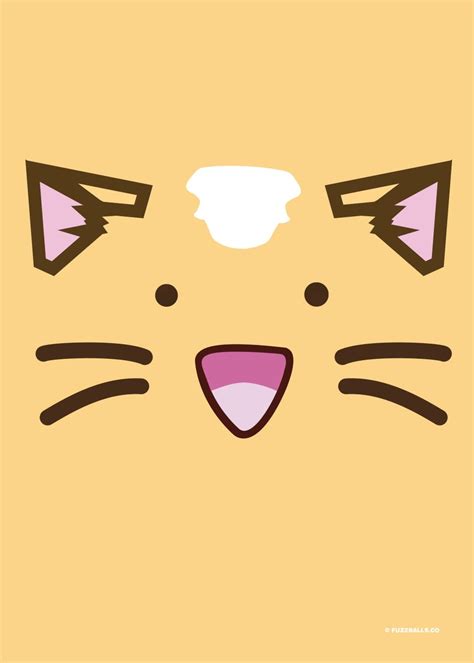 'Kawaii Cat Face' Poster by Fuzzballs | Displate | Kawaii cat, Cat face, Metal posters