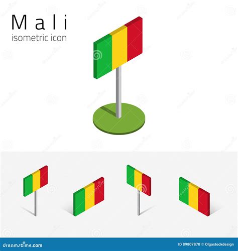 Flag of Mali, Vector Set of 3D Isometric Flat Icons Stock Vector ...