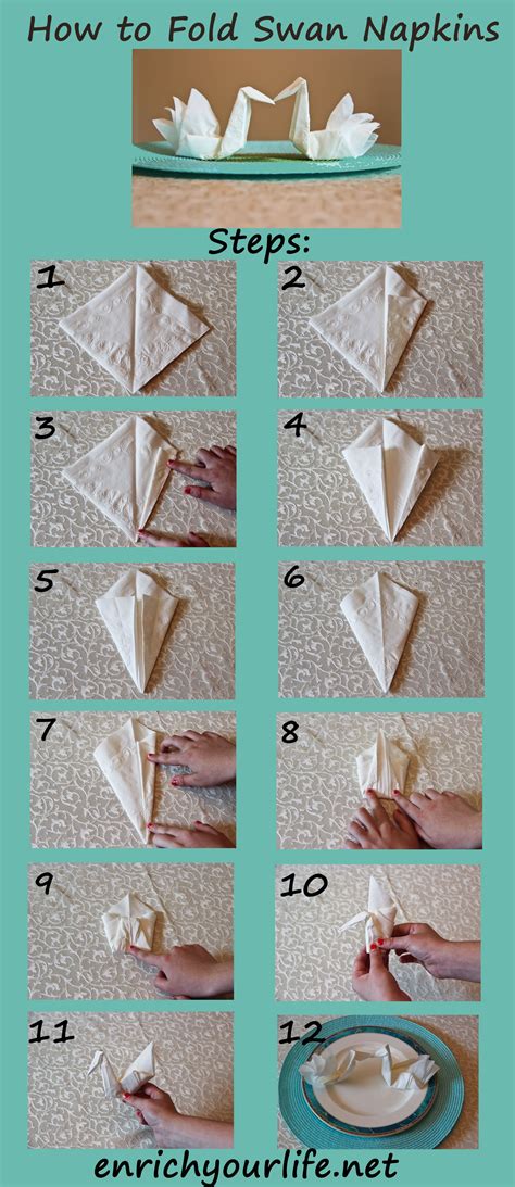 how to fold swan napkins on a table with instructions for making them ...