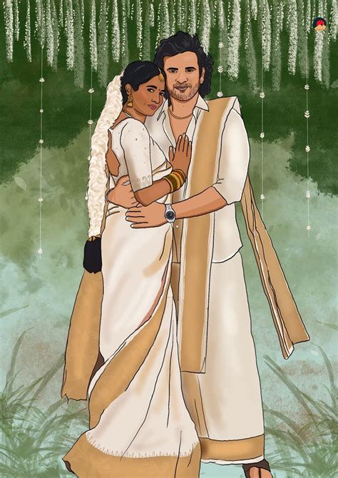 Ashok Selvan - Keerthi Pandian wedding Illustration | Couple illustration wedding, Wedding ...