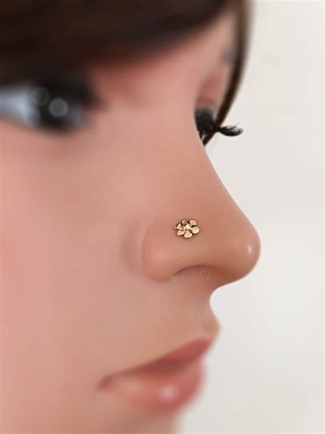 Nose Stud Gold 14K Nose Jewelry 20g Nose Piercing Stud - Etsy Israel