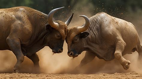 Two Bulls Fighting In A Dusty Field Background, Bull Fight Pictures ...