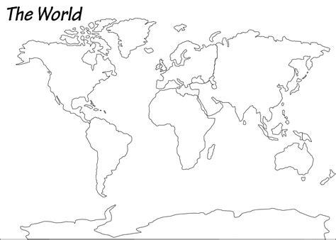 Free Printable Blank Outline Map of World [PNG & PDF]