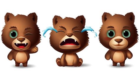 Premium Vector | Bear animals character vector set brown bears animal kids characters in sitting ...
