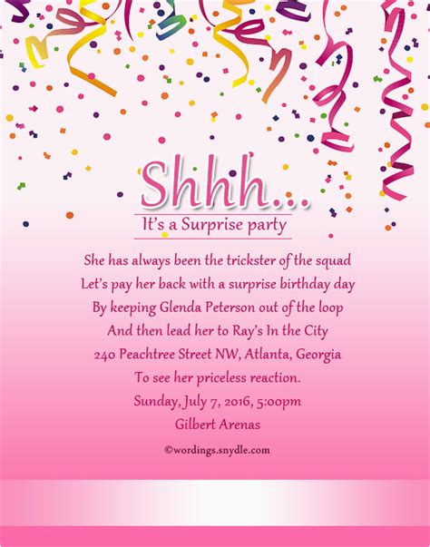 Happy Birthday Surprise Quotes Birthday Party Invitation Quotes Best ...