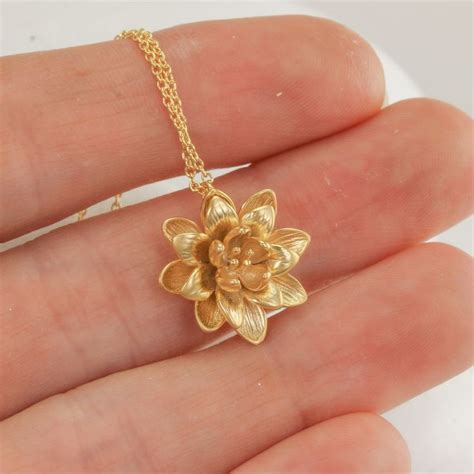 Golden Lotus Necklace | Gold fashion necklace, Pendant, Gold earrings ...