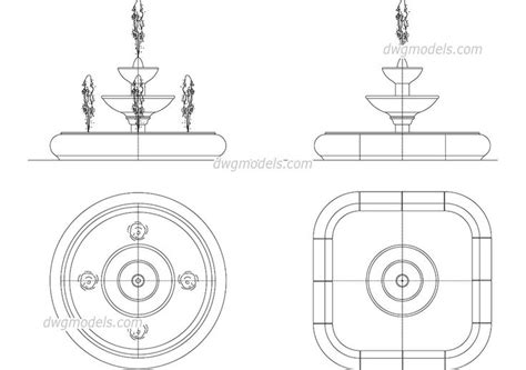Fountain DWG, free CAD Blocks download | Architecture design sketch, Architecture concept ...