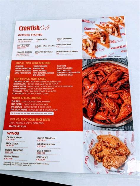 Menu of Crawfish Cafe in Houston, TX 77072