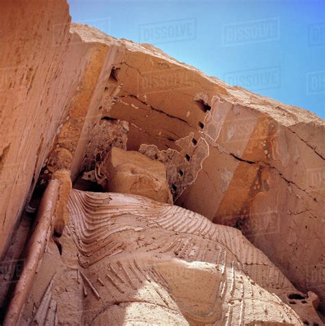 Afghanistan, Bamian Valley. The Large Buddha, 175 feet high, was carved from the face of the ...