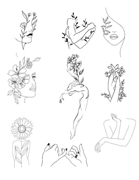 Simple Line Work Tattoo Flash Set