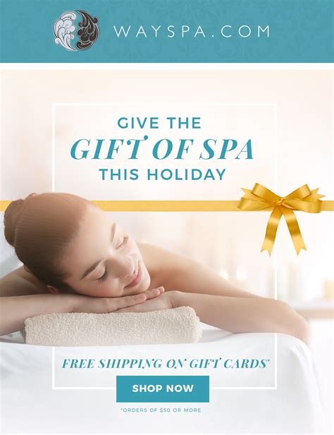 Wrap up the holidays and get free shipping on every spa gift card of $50 or more! Shop now with ...