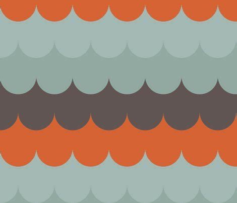 waves_aqua_orange Fabric | Orange fabric, Fabric, Spoonflower